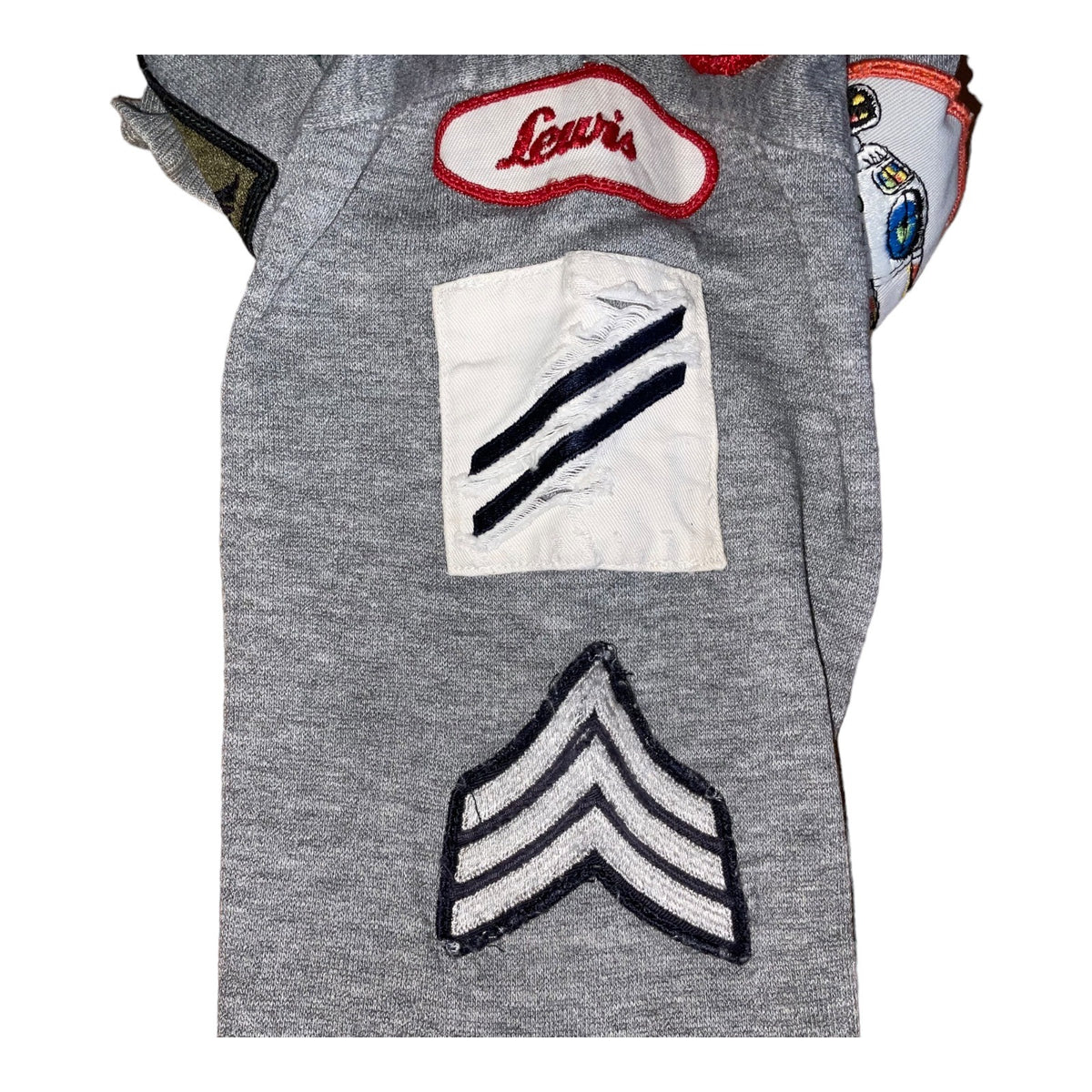Vintage Gray Hoodie With Sewn-On Collectible Patches
