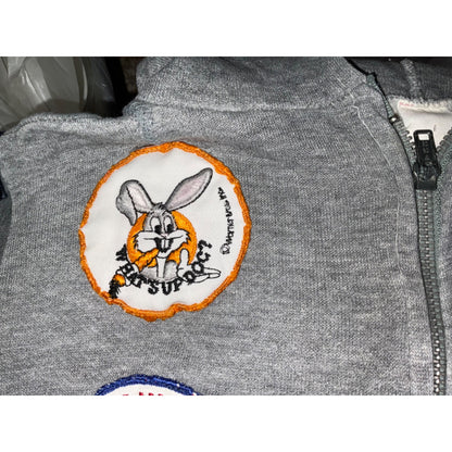 Vintage Gray Hoodie With Sewn-On Collectible Patches