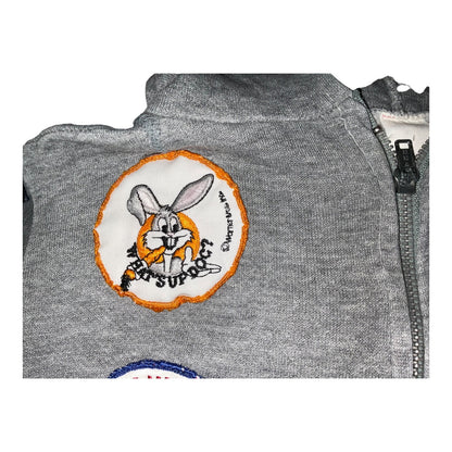 Vintage Gray Hoodie With Sewn-On Collectible Patches
