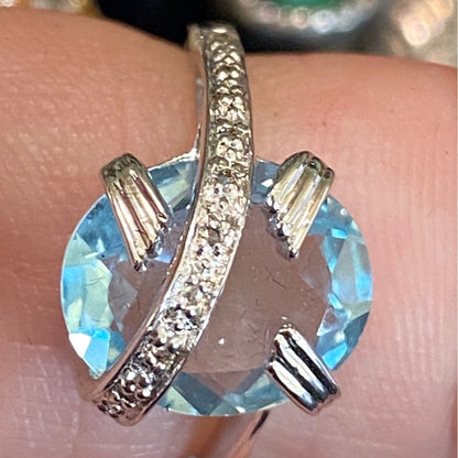 Ring Size 6.5 Blue Topaz Sterling Silver 925 Women Semi-Precious Stone