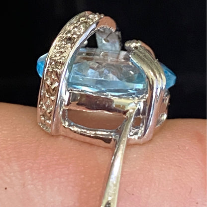Ring Size 6.5 Blue Topaz Sterling Silver 925 Women Semi-Precious Stone