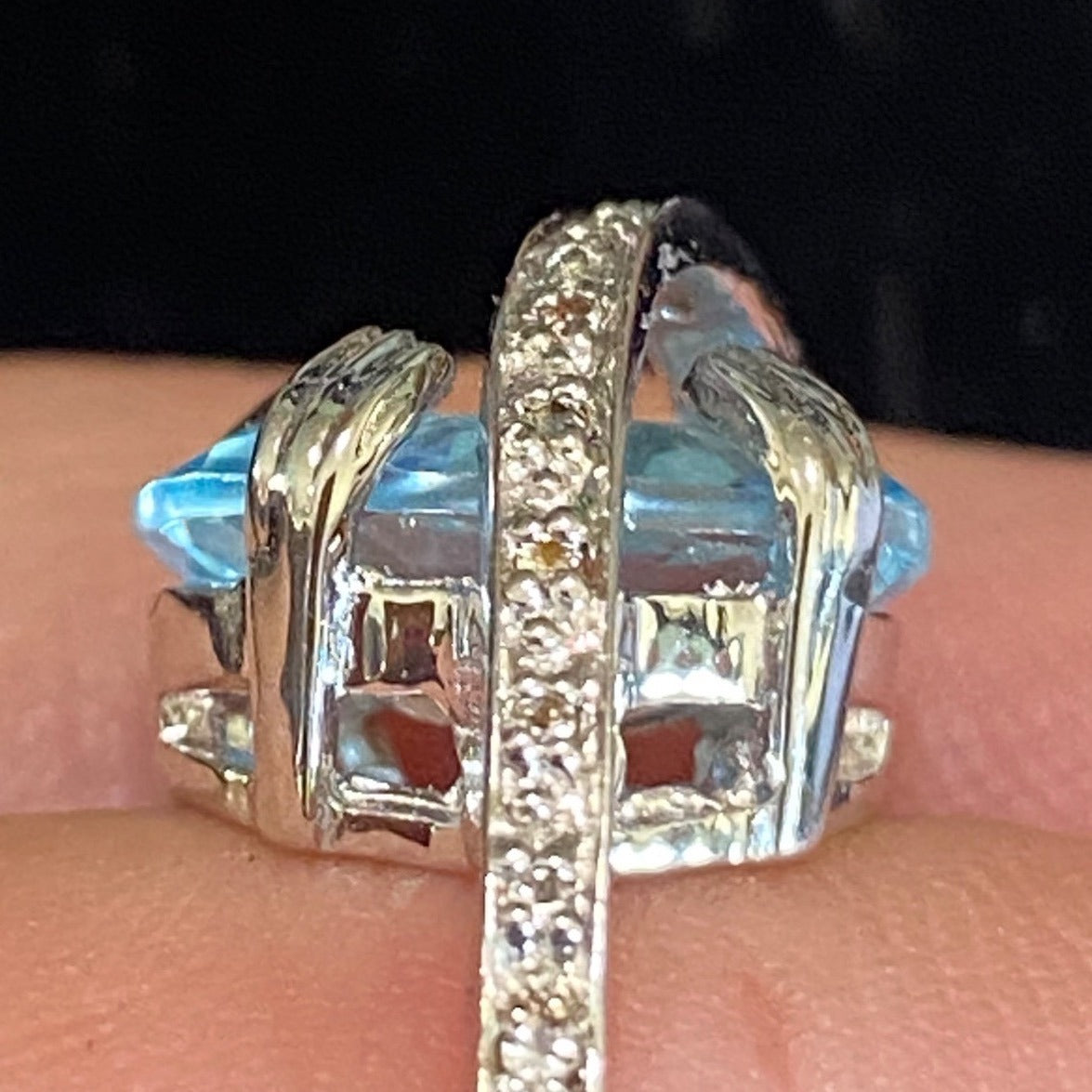 Ring Size 6.5 Blue Topaz Sterling Silver 925 Women Semi-Precious Stone