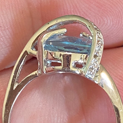 Ring Size 6.5 Blue Topaz Sterling Silver 925 Women Semi-Precious Stone