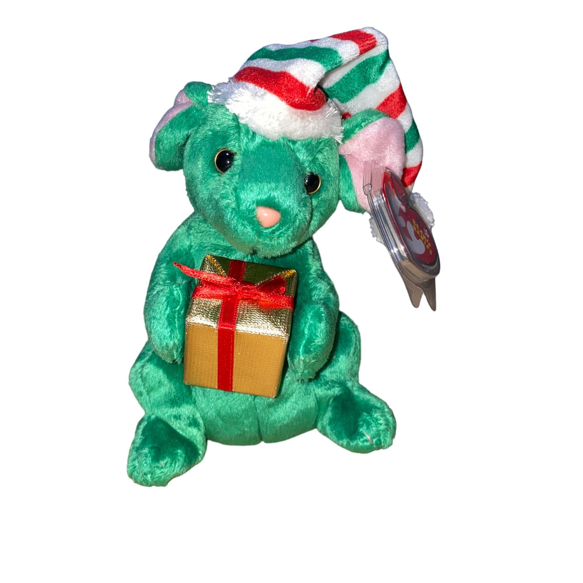 Ty Beanie Babies Tidings Mouse Plush Holiday Christmas Collectible Vintage-Style With Gift & Striped Hat