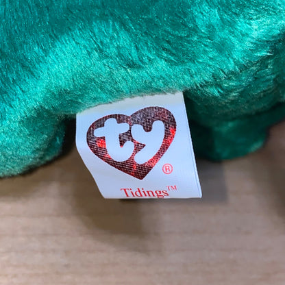 Ty Beanie Babies Tidings Mouse Plush Holiday Christmas Collectible Vintage-Style With Gift & Striped Hat