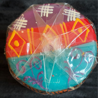 Hand-Painted Nobunto Pillar Candle 3" Matuko Fair Trade South African Artisan Gift Decor Multicolor