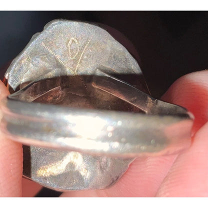 Ring Green Turquoise Silver Size 6.5 Native American Artisan Vintage Handmade
