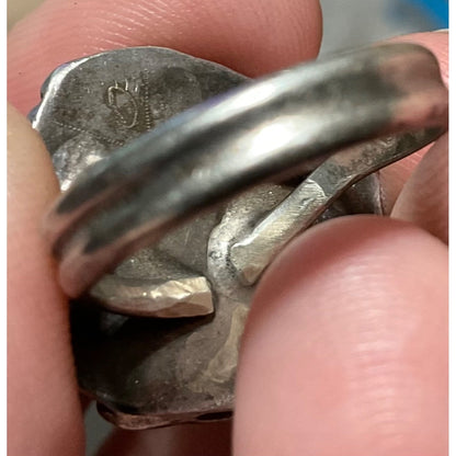 Ring Green Turquoise Silver Size 6.5 Native American Artisan Vintage Handmade