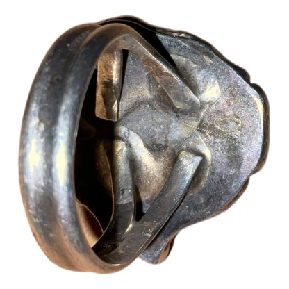 Ring Green Turquoise Silver Size 6.5 Native American Artisan Vintage Handmade