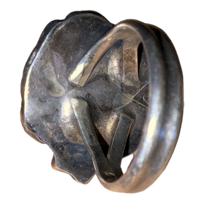 Ring Green Turquoise Silver Size 6.5 Native American Artisan Vintage Handmade