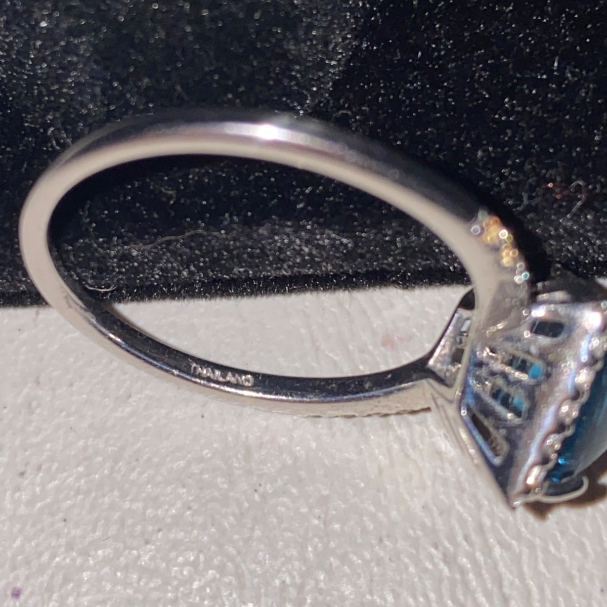 Ring Blue Topaz White Spinel Size 9.75 4.2 Ct. Approx. Total Sterling Silver Stamped 925