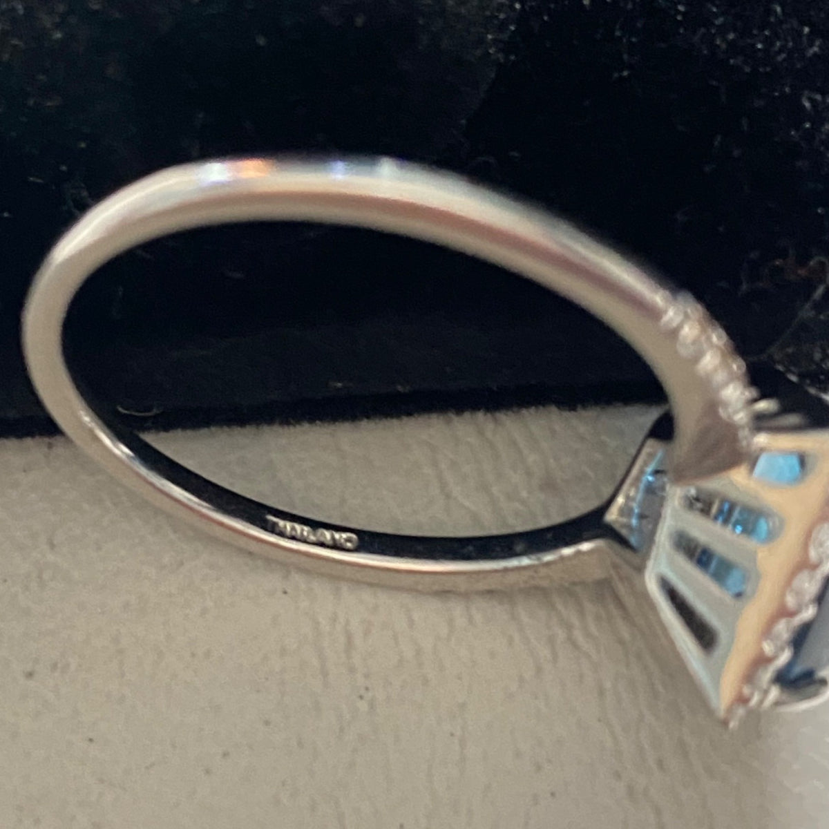 Ring Blue Topaz White Spinel Size 9.75 4.2 Ct. Approx. Total Sterling Silver Stamped 925