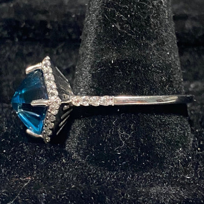Ring Blue Topaz White Spinel Size 9.75 4.2 Ct. Approx. Total Sterling Silver Stamped 925