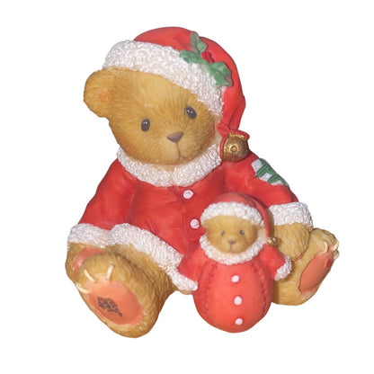 Enesco Cherished Teddies Christmas Figurine 2000 Bears In Santa Outfits Collectible Holiday Decor