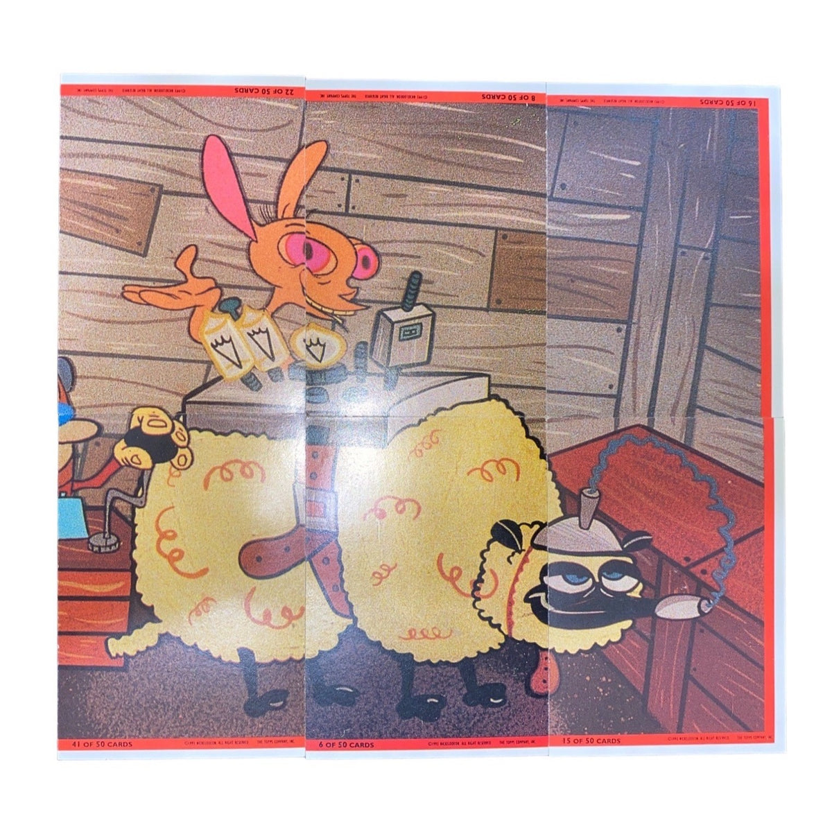 Vintage Topps Nickelodeon Ren & Stimpy Trading Card Set W/ Holographic Cards & Puzzle Poster