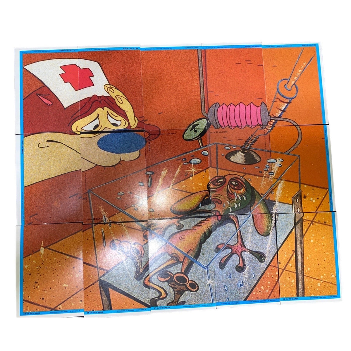 Vintage Topps Nickelodeon Ren & Stimpy Trading Card Set W/ Holographic Cards & Puzzle Poster
