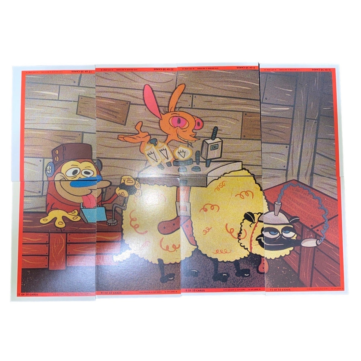Vintage Topps Nickelodeon Ren & Stimpy Trading Card Set W/ Holographic Cards & Puzzle Poster