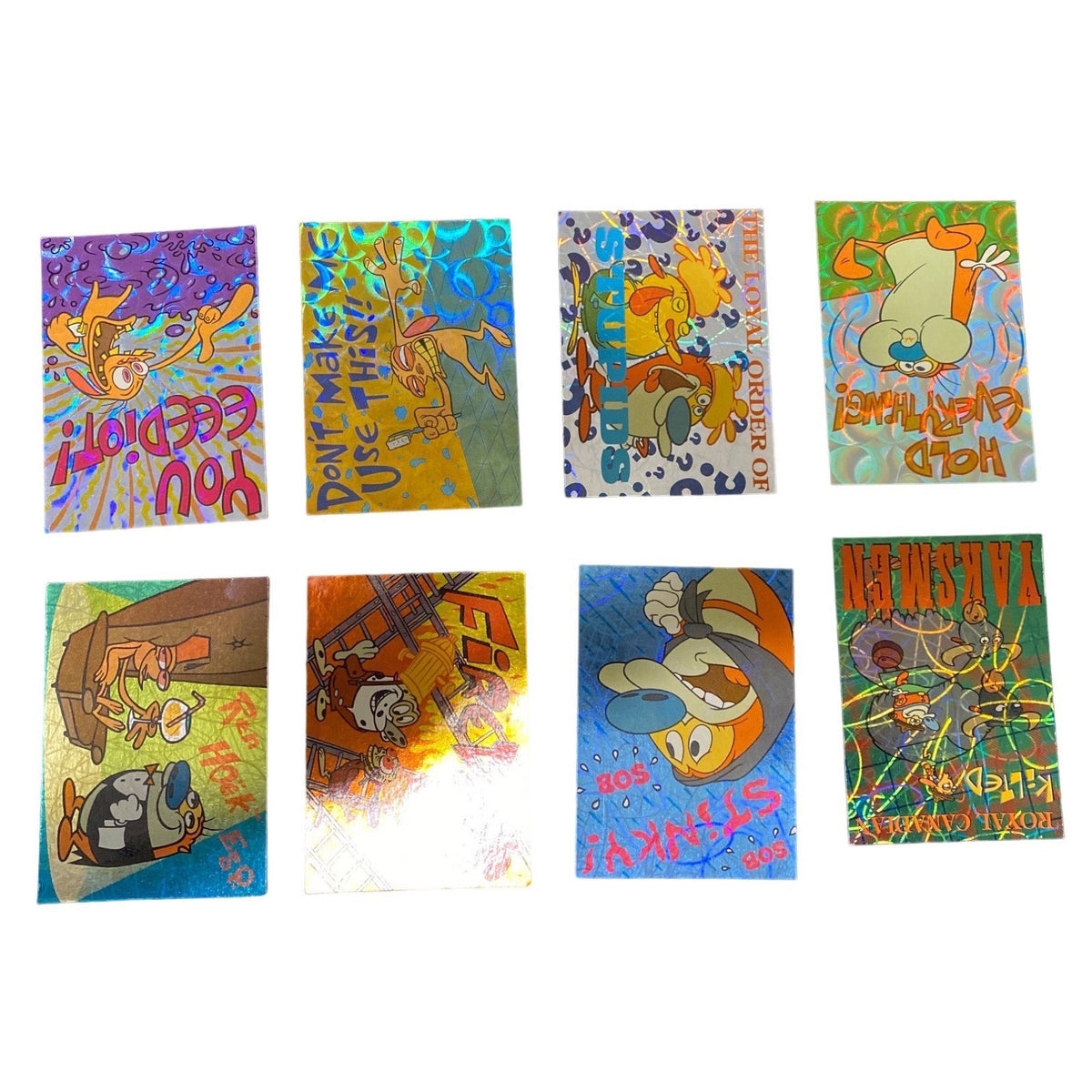 Vintage Topps Nickelodeon Ren & Stimpy Trading Card Set W/ Holographic Cards & Puzzle Poster