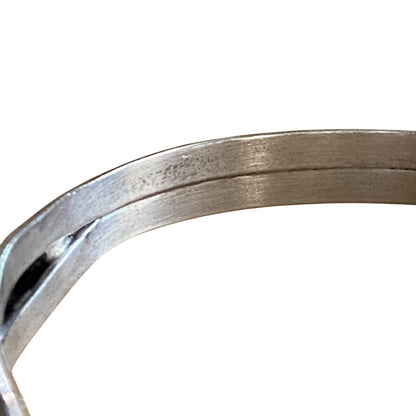 Native American Sterling Silver & Moonstone Cuff Bracelet With Swirl Design