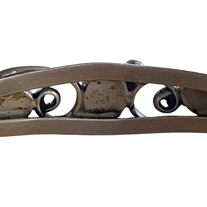 Native American Sterling Silver & Moonstone Cuff Bracelet With Swirl Design