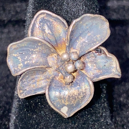 Ring Lily Flower Size 6.5 Sterling Silver Tested Vintage Jewelry