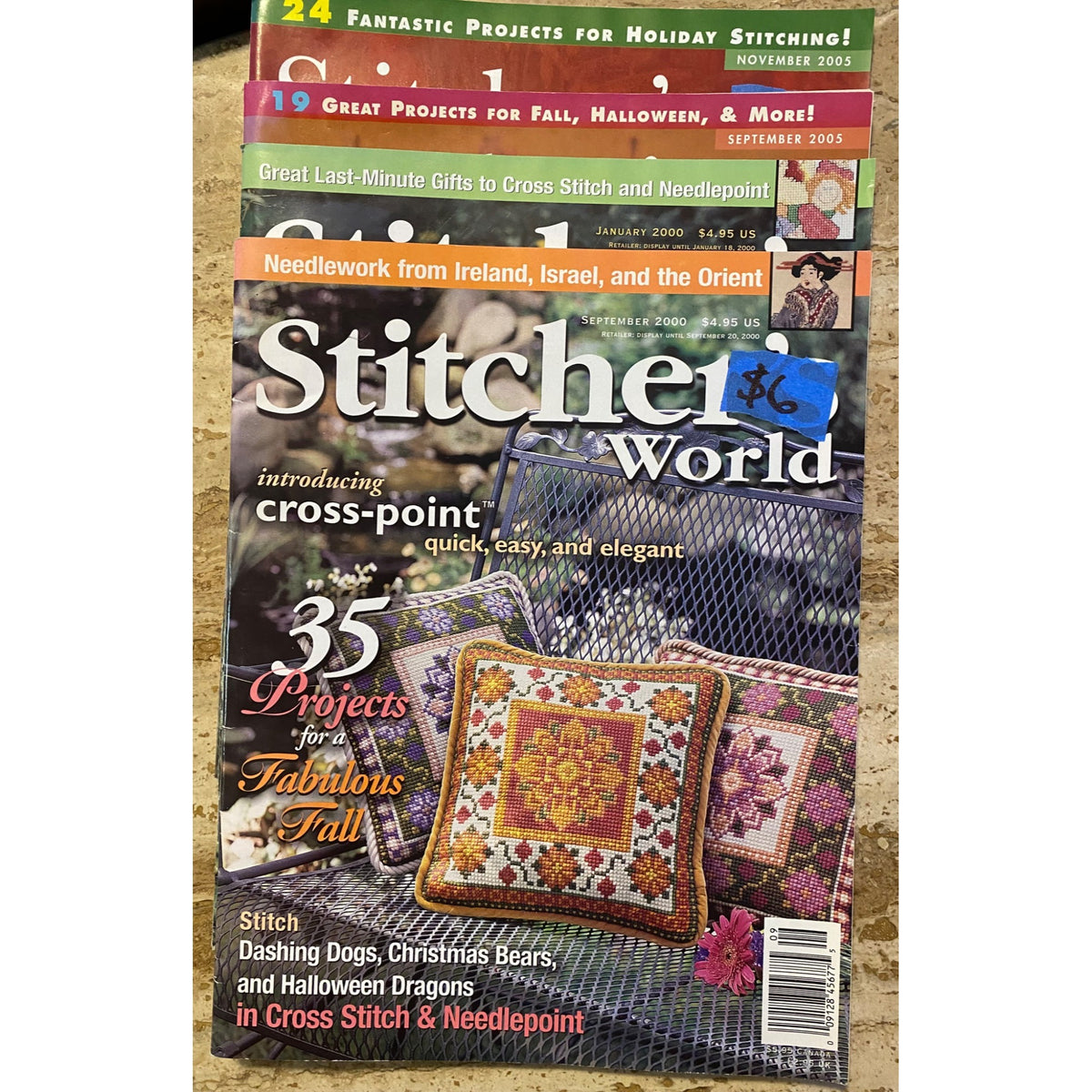 Vintage Cross-Stitch & Needlepoint Magazines Bundle - September 2000 September 2005 November 2005