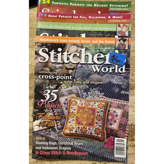 Vintage Cross-Stitch & Needlepoint Magazines Bundle - September 2000 September 2005 November 2005