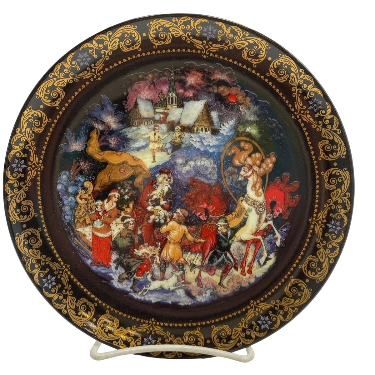 Hamilton Collection Father Christmas Plates "Gifts From Father Christmas" & "Return of Father Christmas" Limited Edition Russia 1994