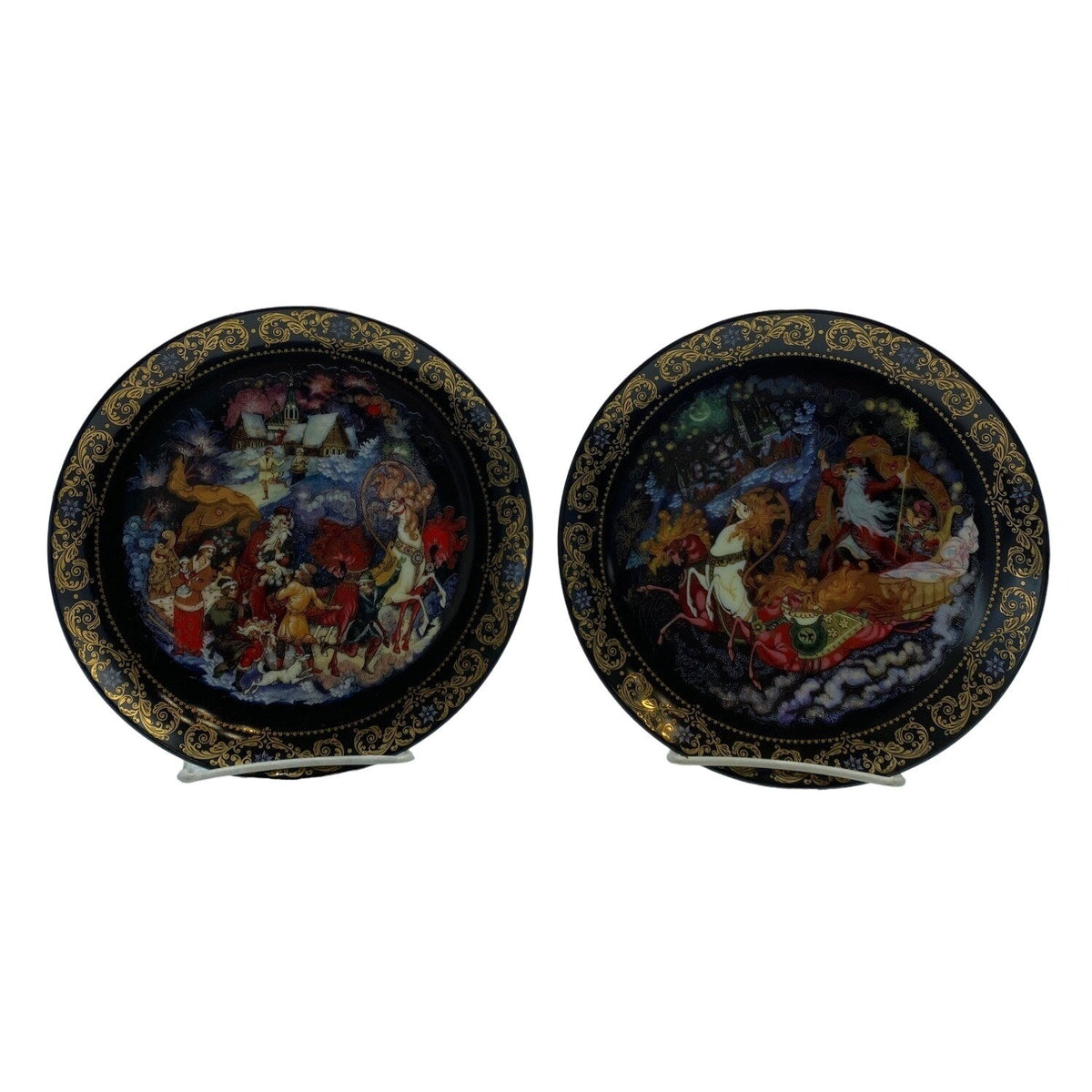 Hamilton Collection Father Christmas Plates "Gifts From Father Christmas" & "Return of Father Christmas" Limited Edition Russia 1994