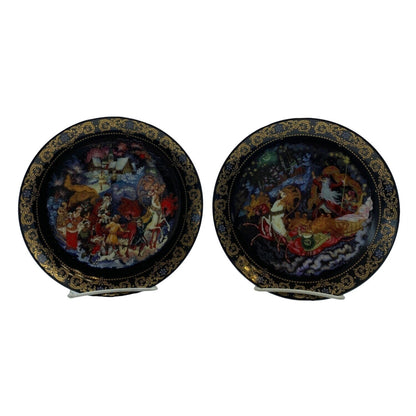 Hamilton Collection Father Christmas Plates "Gifts From Father Christmas" & "Return of Father Christmas" Limited Edition Russia 1994