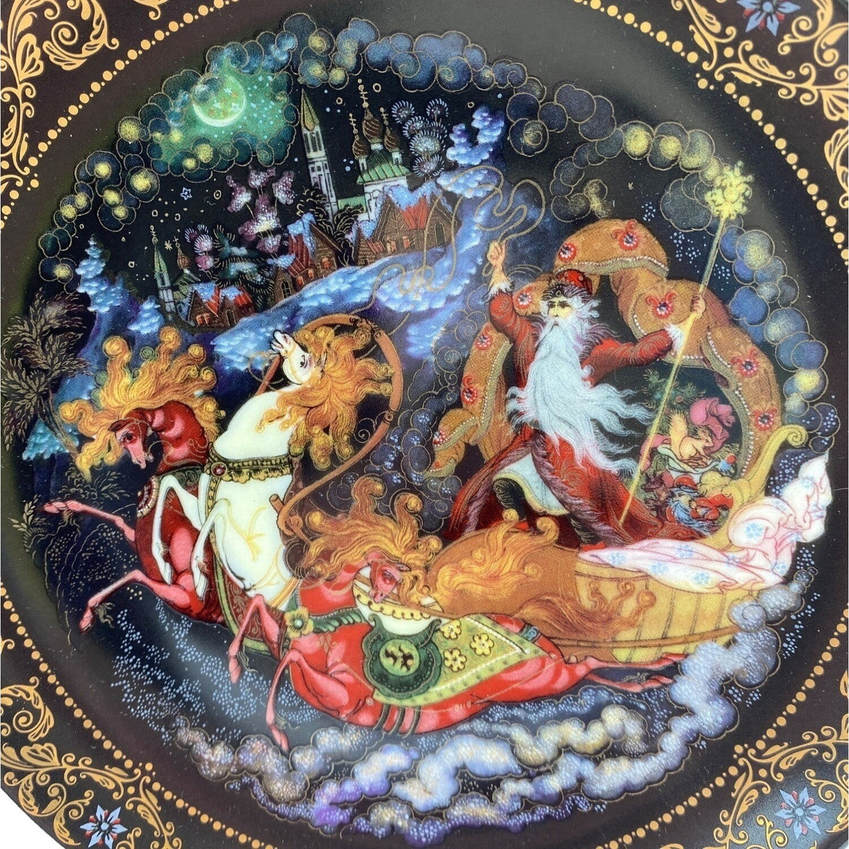 Hamilton Collection Father Christmas Plates "Gifts From Father Christmas" & "Return of Father Christmas" Limited Edition Russia 1994