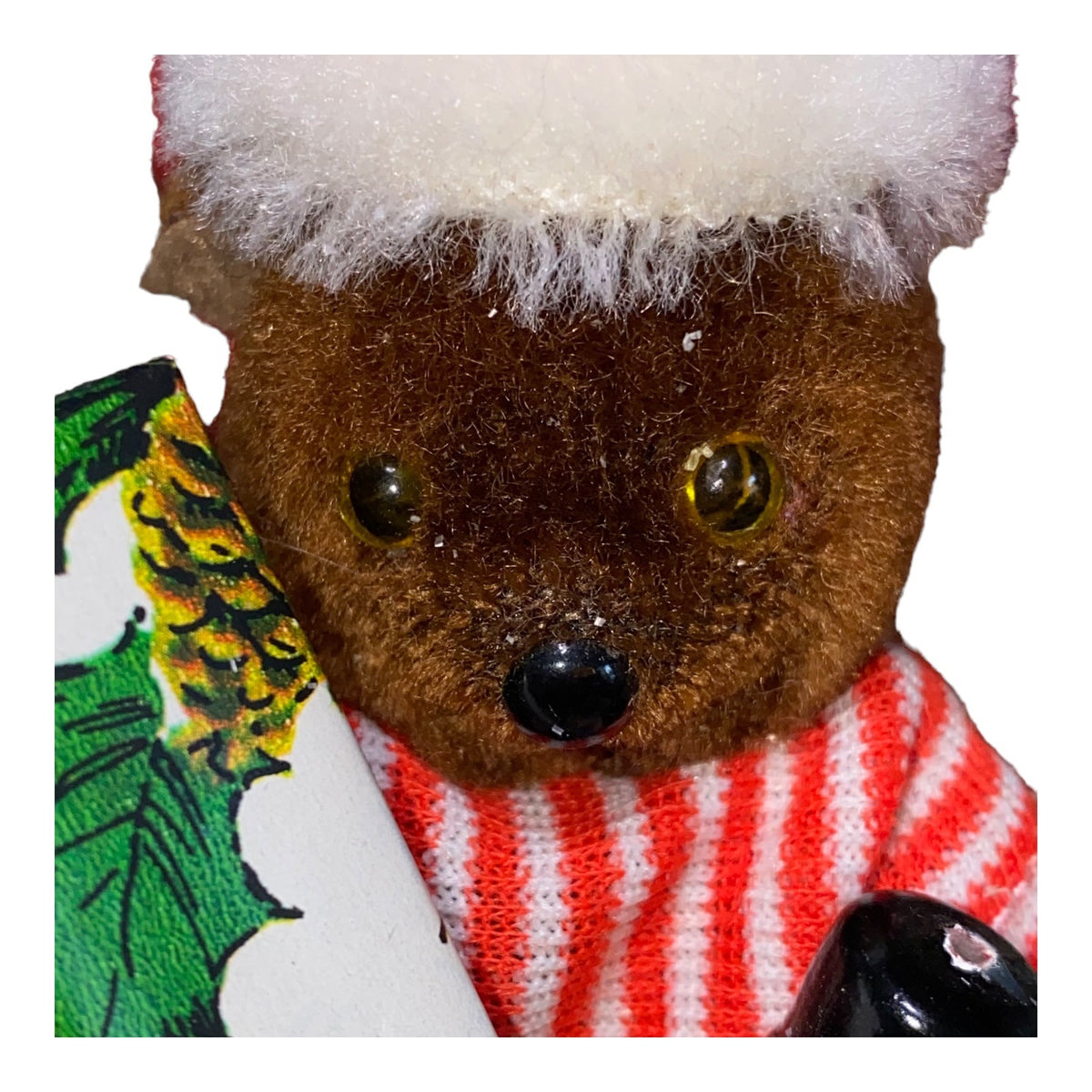 Handcrafted Teddy Bear Christmas Decoration On Red Chair With Festive Details