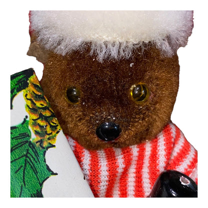 Handcrafted Teddy Bear Christmas Decoration On Red Chair With Festive Details