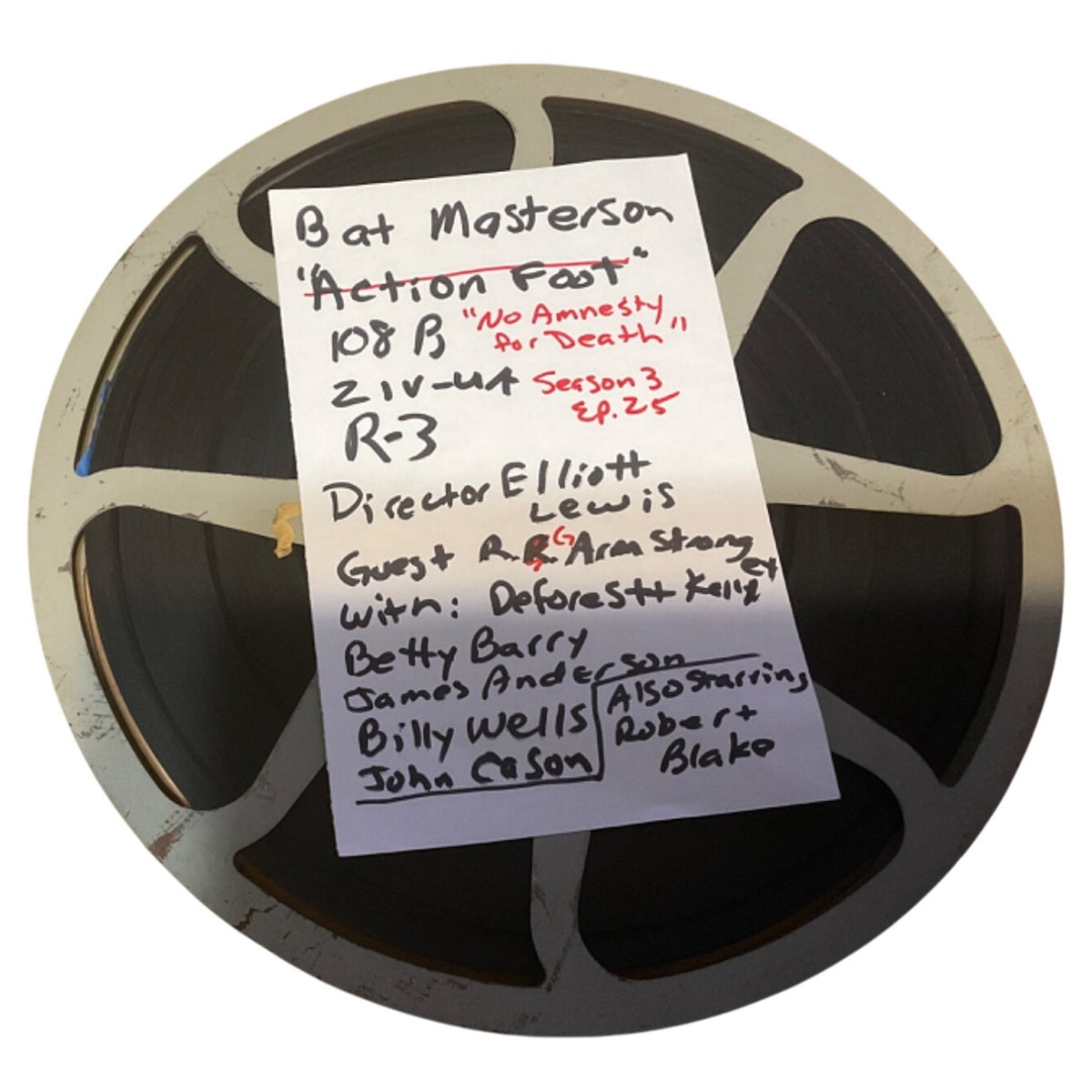16mm Bat Masterson No Amnesty for Death Season 3 Episode 25 12.25” Reel 03-30-61 Vintage