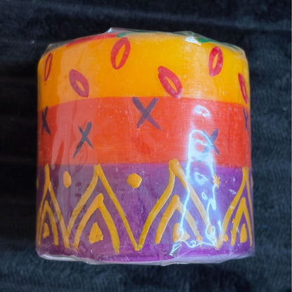 Handmade Fair-Trade Nobunto Indabuko 3" Vibrant Pillar Candle South Africa  Multicolor Decorative Art