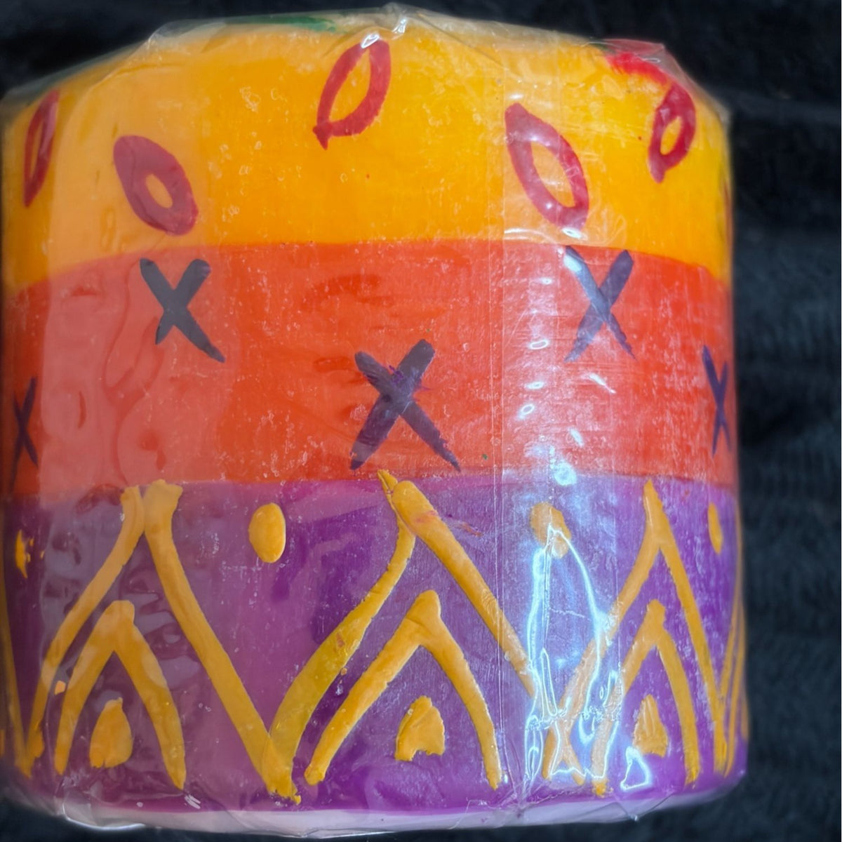 Handmade Fair-Trade Nobunto Indabuko 3" Vibrant Pillar Candle South Africa  Multicolor Decorative Art