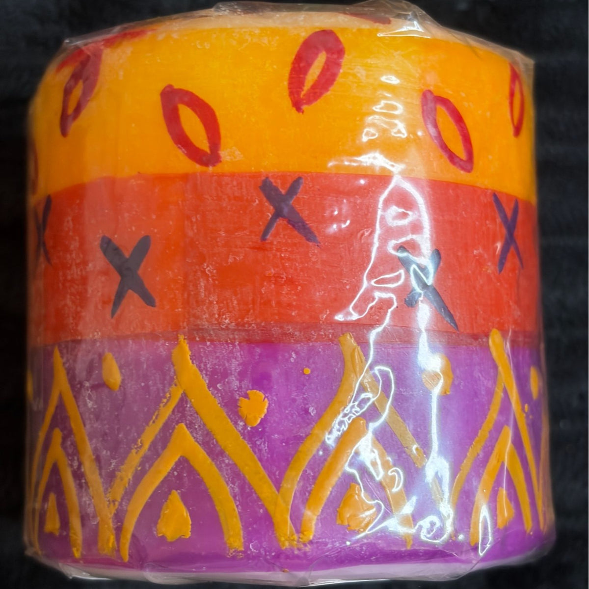Handmade Fair-Trade Nobunto Indabuko 3" Vibrant Pillar Candle South Africa  Multicolor Decorative Art