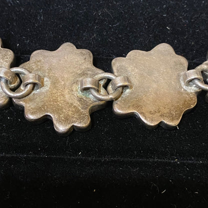 Vintage Mexican Sterling Silver & Stone Flower Bracelet