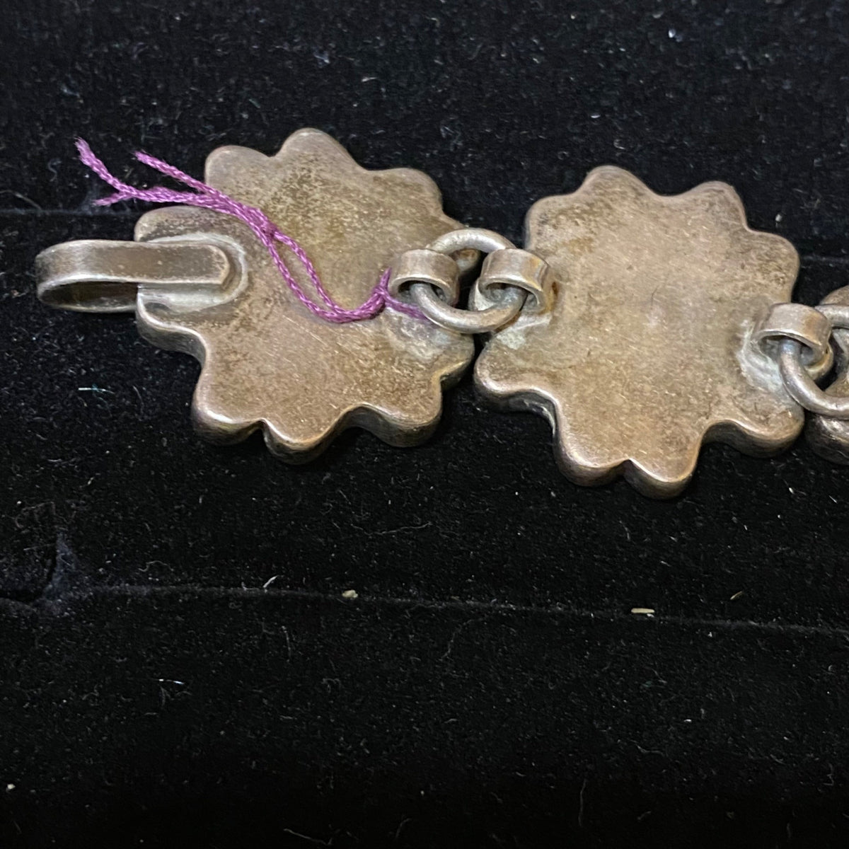 Vintage Mexican Sterling Silver & Stone Flower Bracelet