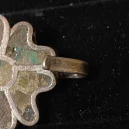 Vintage Mexican Sterling Silver & Stone Flower Bracelet