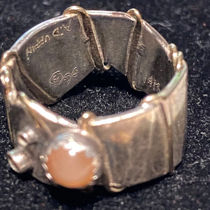 Ring Angela Duffin Possibly Ethiopian Opal Sterling Silver 925 Tested Gold Accents 90 Vintage Jewelry