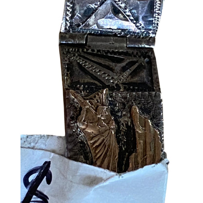 Vintage Mexican Sterling Silver & Gold Accented Panel Bracelet