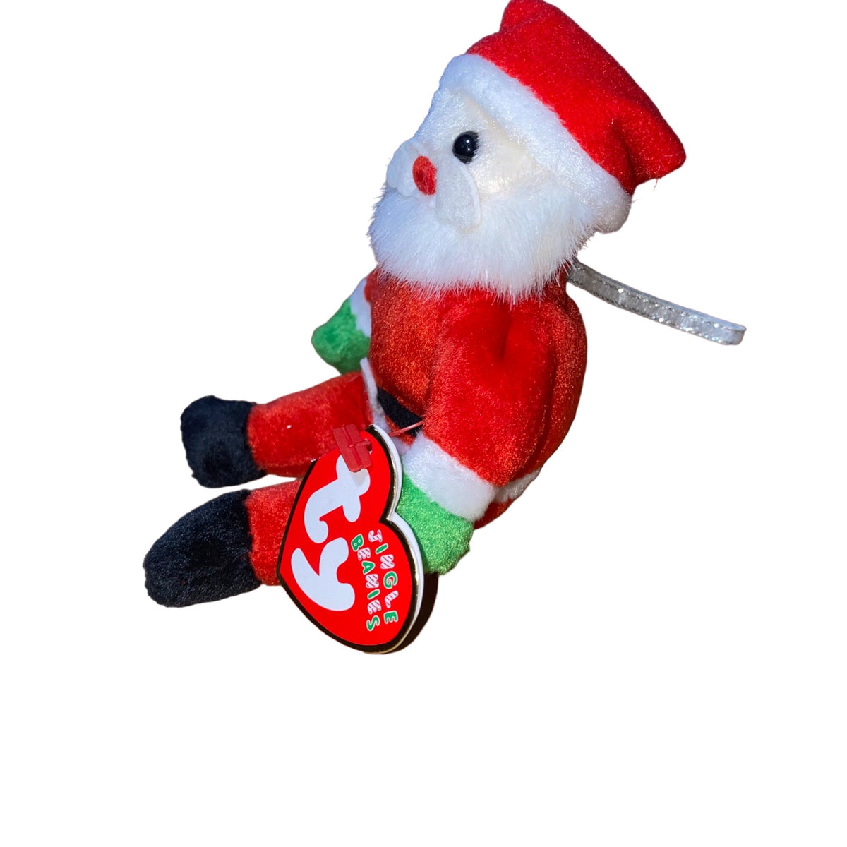 Ty Jingle Beanies Santa Plush Ornament Red White & Green Holiday Decoration