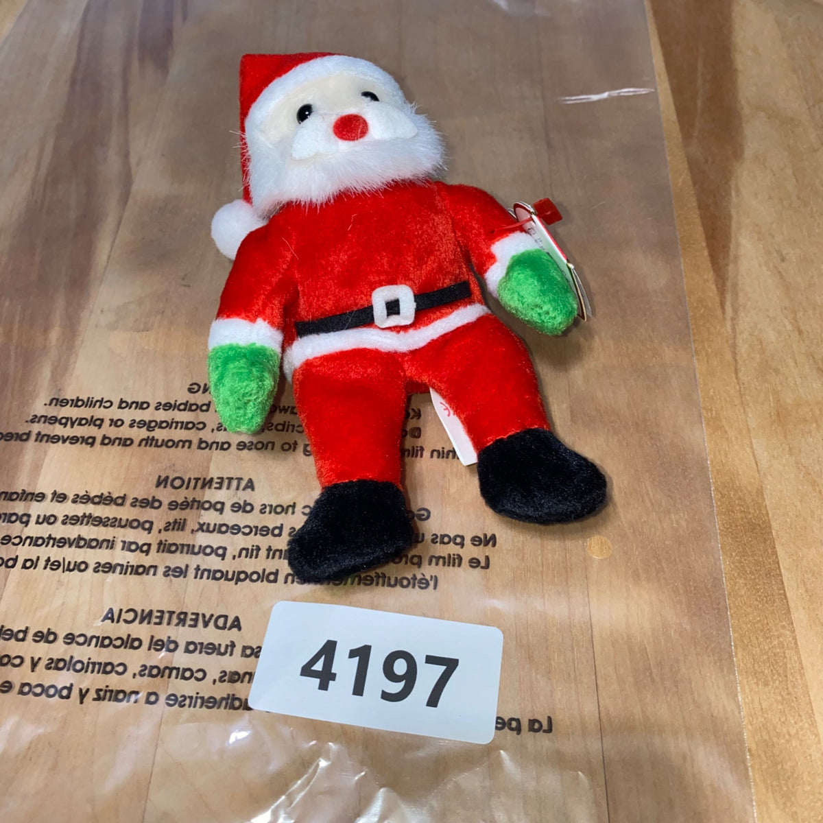 Ty Jingle Beanies Santa Plush Ornament Red White & Green Holiday Decoration