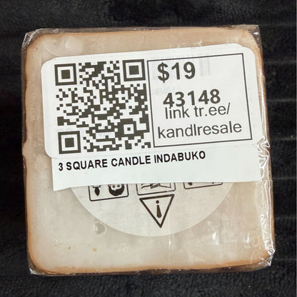 Hand-Crafted Fair-Trade South African Nobunto Indabuko 2.25" Tribal Square Candle Unique Vibrant Design Bold Multi-Colors Orange Red Brown