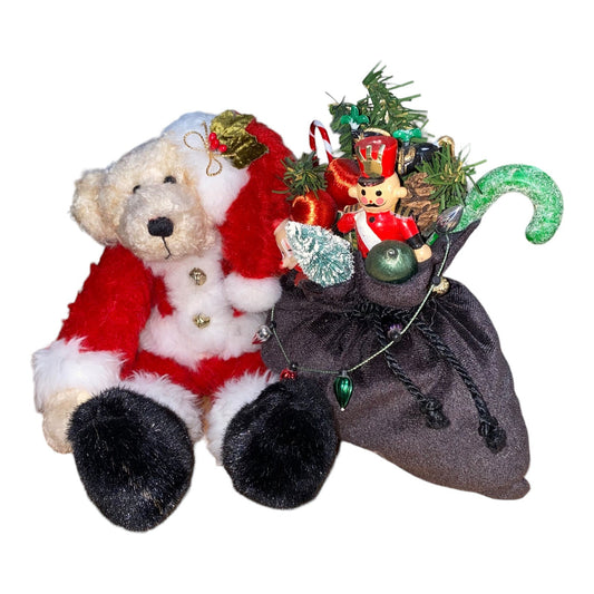 Sweet Santa Teddy Bear With Festive Accessories & Drawstring Bag By Debs Bears