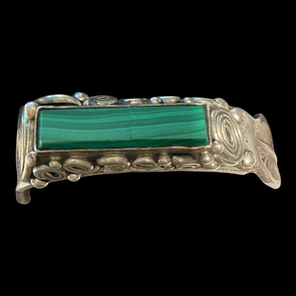 Malachite Cuff 6.25" Bracelet Southwestern Handmade Sterling Silver 925