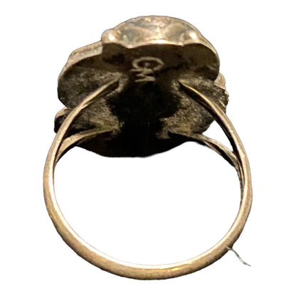 Ring Size 5.5 2 Mother of Pearl 10mm x 8mm Native Possibly Old Pawn Sterling Silver Tested Vintage Jewelry