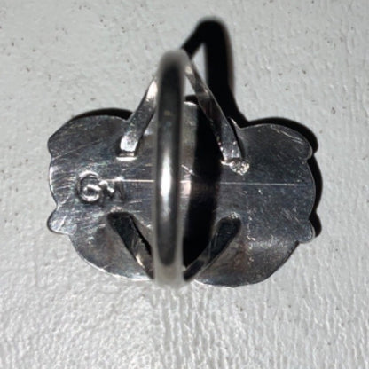 Ring Size 5.5 2 Mother of Pearl 10mm x 8mm Native Possibly Old Pawn Sterling Silver Tested Vintage Jewelry