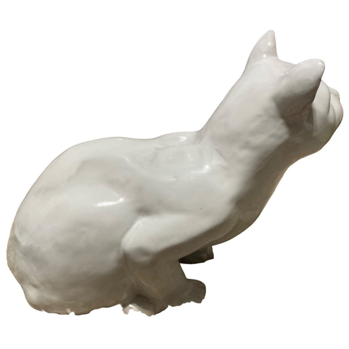 Vintage 1988 Earth Needs Ltd Handcrafted White Ceramic Cat Figurine 12.5" X 9.5" X 6"